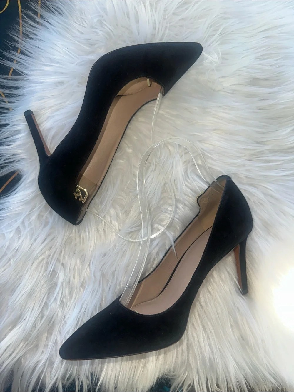 Tory Burch Women's Black Suede Pointed-Toe Stiletto Pumps
